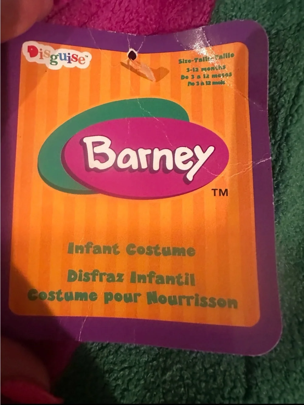 Barneys New York Green & Pink Barney Dinosaur Infant One-Piece Footie